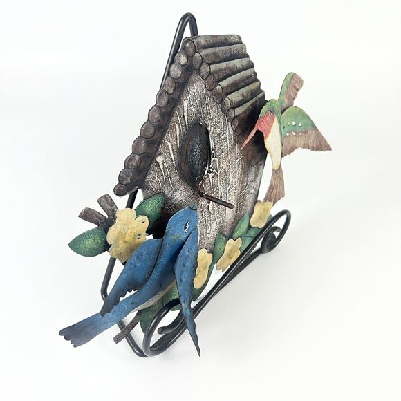 Vtg Hummingbird Bluebird Metal Wall Art Indoor/Outdoor Birdhouse - Picture 5 of 11